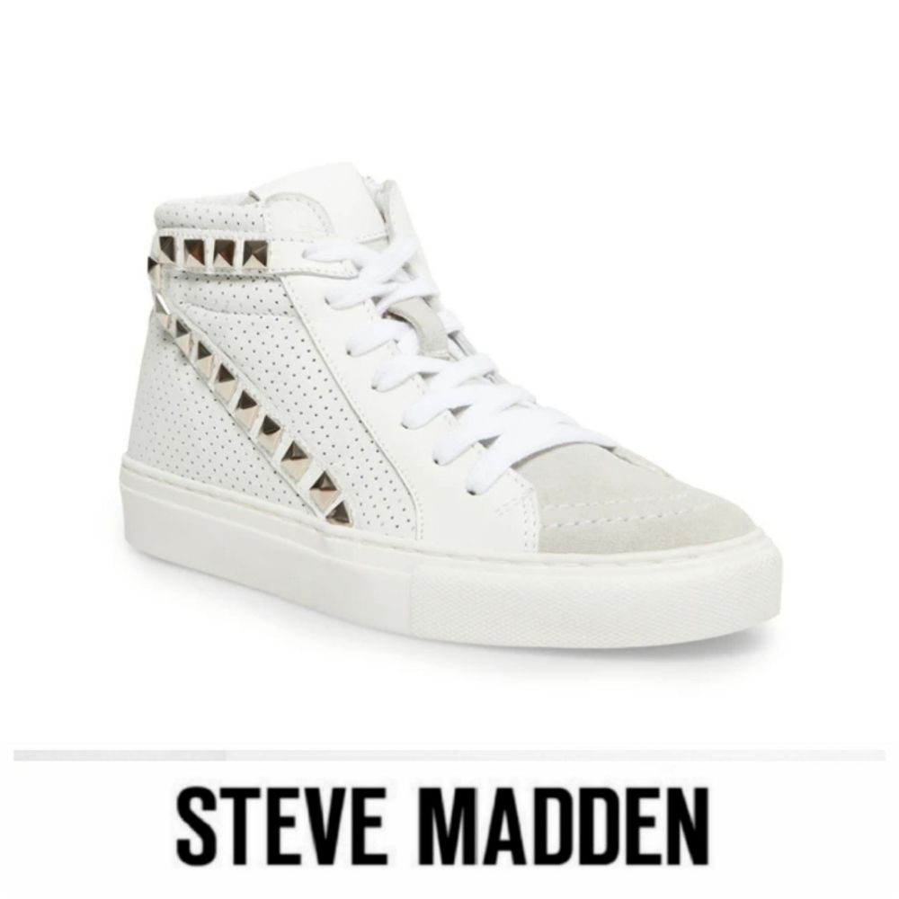 Steve Madden Street Chic White Leather Sneakers